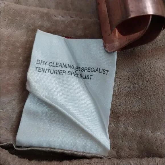 OLSEN EUROPE! FAWN BEIGE/TAN GENUINE SUEDE LEATHER GORED FULL A-LINE SKIRT!SZ 12 - Picture 10 of 14